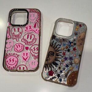 Stylish Smiley Pink and Multicolor Sun Moon & Stars - iPhone 15 Pro Cases (2)